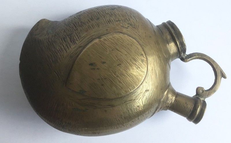 Antique hand worked brass or bronze wine flask